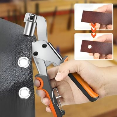 Herramienta de reparación de ojales - cinturones, bolsos y lonas + 100 anillos de metal | HOLANKO